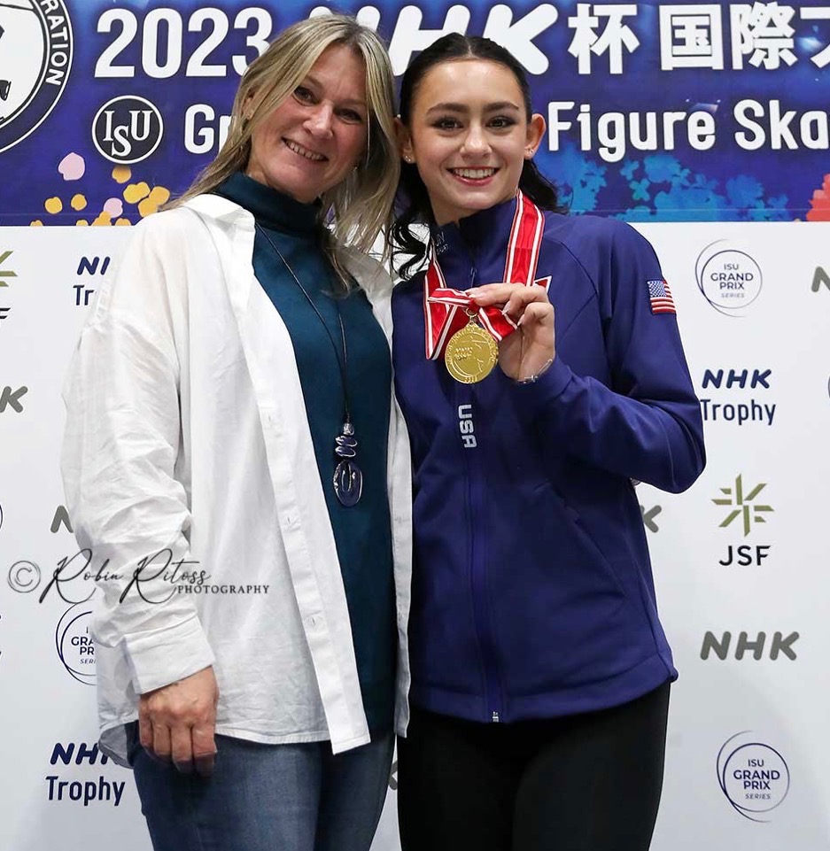 Patricia and Ava Ziegler at NHK Trophy with gold medal